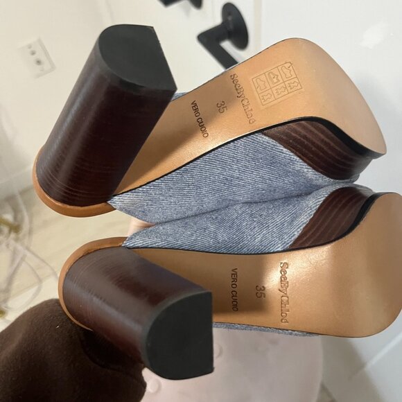 See By Chloe Blue Denim Clog Heels Size 35 - Picture 6 of 6